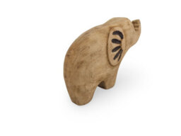 Mango Wood Elephant Sculpture - Hand-Carved Decorative Ornament For Home Accessories - Natural Finish - 37X25X7Cm - thumbnail 4