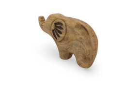 Mango Wood Elephant Sculpture - Hand-Carved Decorative Ornament For Home Accessories - Natural Finish - 37X25X7Cm - thumbnail 2