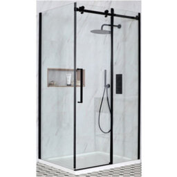 Homestylestore Black Reversible Corner Frameless Sliding Door Shower Enclosure With White Tray And Fast Flow Waste 1500 X 800mm - thumbnail 1