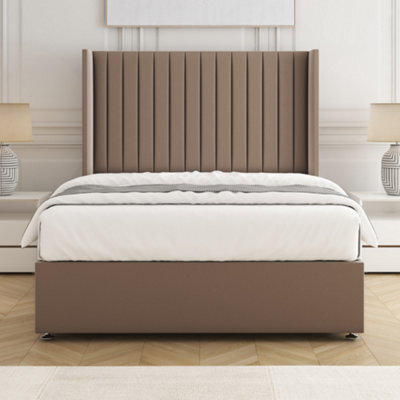 Bsspoke Manhattans Divan Bed Mink Plush Velvet With 54Inch Headboard & Mattress No Drawers In Single Double King 4Ft6 6Ft - image 1