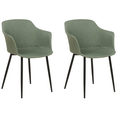 Beliani Set Of 2 Dining Chairs Elim Fabric Dark Green - image 1