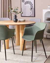 Beliani Set Of 2 Dining Chairs Elim Fabric Dark Green - thumbnail 2