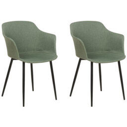 Beliani Set Of 2 Dining Chairs Elim Fabric Dark Green