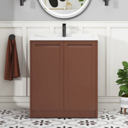 Royal Bathrooms Elmore 700mm Floor Standing 2 Door Bathroom Vanity Unit With Traditional Ceramic Basin Sink - Terracotta Clay - thumbnail 3