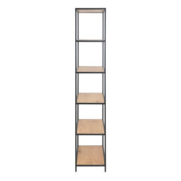 Wyld Haus El Paso Tall Black Metal Bookcase With 5 Wild Oak-Effect Shelves - thumbnail 4