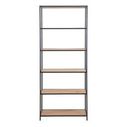 Wyld Haus El Paso Tall Black Metal Bookcase With 5 Wild Oak-Effect Shelves - thumbnail 3