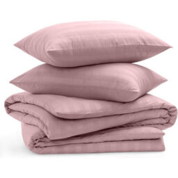 Bedlooms Peach Stripe Duvet Cover Complete Bedding Set, Breathable & Anti-Allergic Microfiber, King 230X220Cm - thumbnail 2