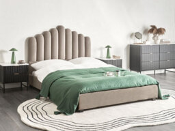 Beliani Bed Velvet Vincennes 140 X 200 Cm (Eu Double) Taupe - thumbnail 2