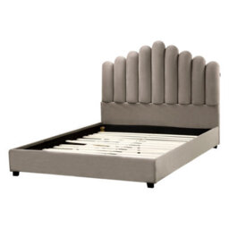 Beliani Bed Velvet Vincennes 140 X 200 Cm (Eu Double) Taupe - thumbnail 4