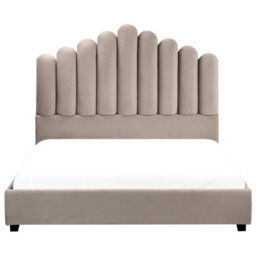 Beliani Bed Velvet Vincennes 140 X 200 Cm (Eu Double) Taupe - thumbnail 5
