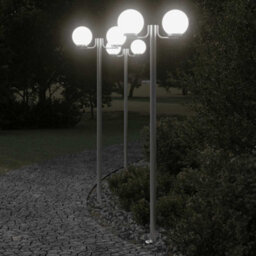 Outdoor Floor Lamps 3Pcs Silver 215 Cm Stainless Steel - thumbnail 1