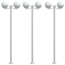 Outdoor Floor Lamps 3Pcs Silver 215 Cm Stainless Steel - thumbnail 2