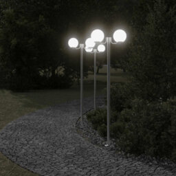 Outdoor Floor Lamps 3Pcs Silver 215 Cm Stainless Steel - thumbnail 3