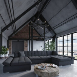 Alia Living Room Sleeper Corner Sofa Polyurethane Foam Wave Spring Wood Frame 360X160X75Cm Graphite - thumbnail 1