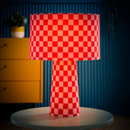 Valuelights Pritchard Pink Checkerboard Drum Shade Full Fabric Table Lamp - thumbnail 4