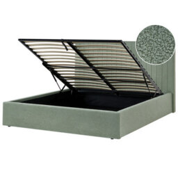 Beliani Ottoman Bed Vion Boucle Green 160 X 200 Cm (Eu King Size) - thumbnail 1