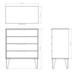 Ready Assembled Matt Oak Effect 4 Drawer Chest Of Drawers (H)910mm (W)765mm (D)395mm - thumbnail 3