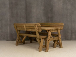Arbor Garden Solutions Victoria Compact Wooden Picnic Bench And Table Set, Rounded Outdoor Dining Set With Backrest (7Ft, Rustic Brown) - thumbnail 5