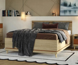 Arte Scandi Oak Oiled & Brick Eu Super King Bed Frame - Elegant 180X200Cm Wooden Bed With Slats W185 X H100 X D207Cm - thumbnail 3