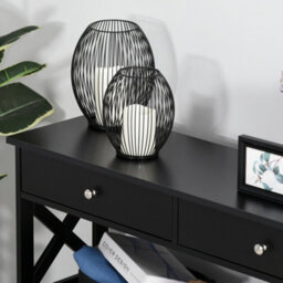 Homcom Console Table Side Desk Shelves Drawers Open Top X Support Hallway Black - thumbnail 8