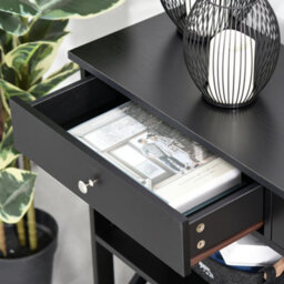 Homcom Console Table Side Desk Shelves Drawers Open Top X Support Hallway Black - thumbnail 9