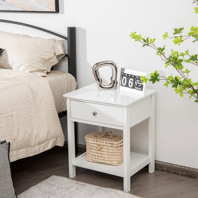 Costway Set Of 2 Nightstand 2-Tier Modern Sofa Side Table Bedroom End Table W/ Drawer - image 1
