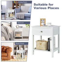 Costway Set Of 2 Nightstand 2-Tier Modern Sofa Side Table Bedroom End Table W/ Drawer - thumbnail 8