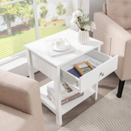 Costway Set Of 2 Nightstand 2-Tier Modern Sofa Side Table Bedroom End Table W/ Drawer - thumbnail 4