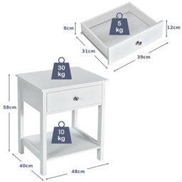 Costway Set Of 2 Nightstand 2-Tier Modern Sofa Side Table Bedroom End Table W/ Drawer - thumbnail 3