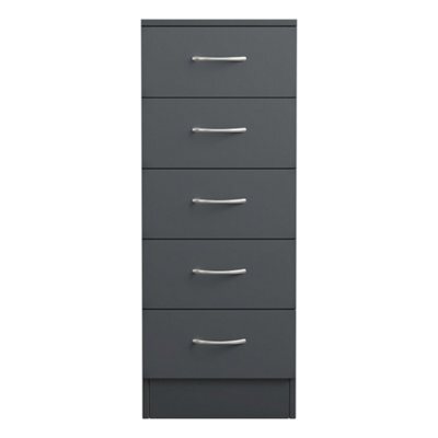 Sundaze Chest Of Drawers Bedroom Furniture Bedside Cabinet With Handle 5 Tall Narrow Drawer Grey 34.5X36X90Cm - image 1