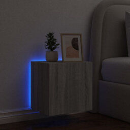 Berkfield Durable Tv Wall Cabinet With Led Lights Grey Sonoma 40.5X35X40 Cm - thumbnail 4