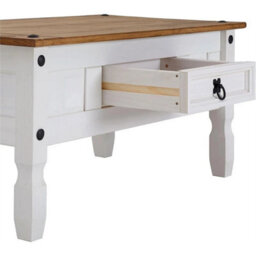 White Coffee Table 1 Drawer Solid Wood Occasional Table - thumbnail 4