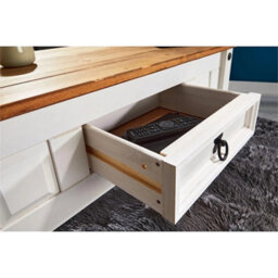 White Coffee Table 1 Drawer Solid Wood Occasional Table - thumbnail 3