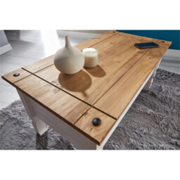 White Coffee Table 1 Drawer Solid Wood Occasional Table - thumbnail 2