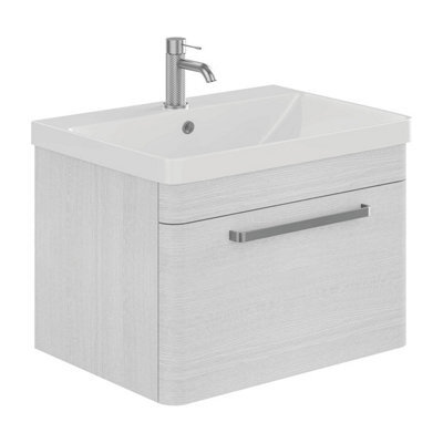 Plum&clay Emery Textured White Wall Hung Bathroom Vanity Unit & Basin Set With Nickel Handles (W)80Cm (H)46Cm - image 1