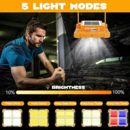 100W Rechargeable Solar Led Work Light 5 Modes - thumbnail 4
