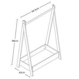Urbn-Living Urbnliving 99Cm Height Kids White Wooden Hanging Dress Up Clothes Rail Rack Display Stand Extra Storage Shelf - thumbnail 5