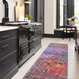 Loomed Pink & Teal Multi Colour Abstract Maximalist Machine Washable Rug 80Cm X 300Cm - thumbnail 1