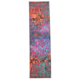 Loomed Pink & Teal Multi Colour Abstract Maximalist Machine Washable Rug 80Cm X 300Cm - thumbnail 2