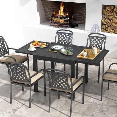 Costway 80-160Cm Expandable Patio Dining Table Outdoor Rectangular Aluminum Table For 4-6 Person - image 1