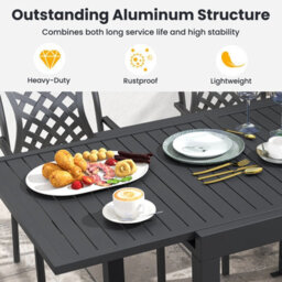 Costway 80-160Cm Expandable Patio Dining Table Outdoor Rectangular Aluminum Table For 4-6 Person - thumbnail 6