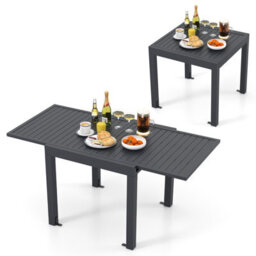 Costway 80-160Cm Expandable Patio Dining Table Outdoor Rectangular Aluminum Table For 4-6 Person - thumbnail 2
