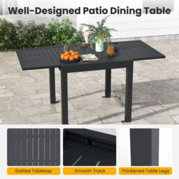 Costway 80-160Cm Expandable Patio Dining Table Outdoor Rectangular Aluminum Table For 4-6 Person - thumbnail 9