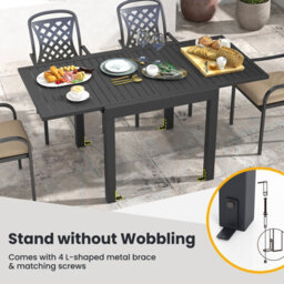 Costway 80-160Cm Expandable Patio Dining Table Outdoor Rectangular Aluminum Table For 4-6 Person - thumbnail 8