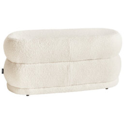 Wyld And Coco Off-White Bouclé Upholstered Bench W90 X D40 X H40 Cm - Plush Seat, No Assembly - thumbnail 4