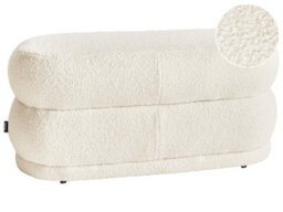 Wyld And Coco Off-White Bouclé Upholstered Bench W90 X D40 X H40 Cm - Plush Seat, No Assembly - thumbnail 3