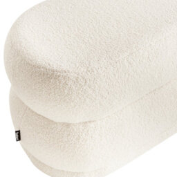 Wyld And Coco Off-White Bouclé Upholstered Bench W90 X D40 X H40 Cm - Plush Seat, No Assembly - thumbnail 6