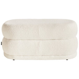 Wyld And Coco Off-White Bouclé Upholstered Bench W90 X D40 X H40 Cm - Plush Seat, No Assembly - thumbnail 1