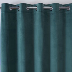 "Sundour Casa Blackout Ready Made Solid Colour Eyelet Velvet Curtains Blue 90X90""" - thumbnail 2