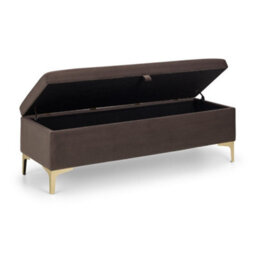 Julian Bowen Deco Grey Velvet Ottoman Storage Bench, Blanket Box, Upholstered, Gold Legs, Height: 43.5 X Width: 130.5 X Depth: 45.5Cm - thumbnail 3